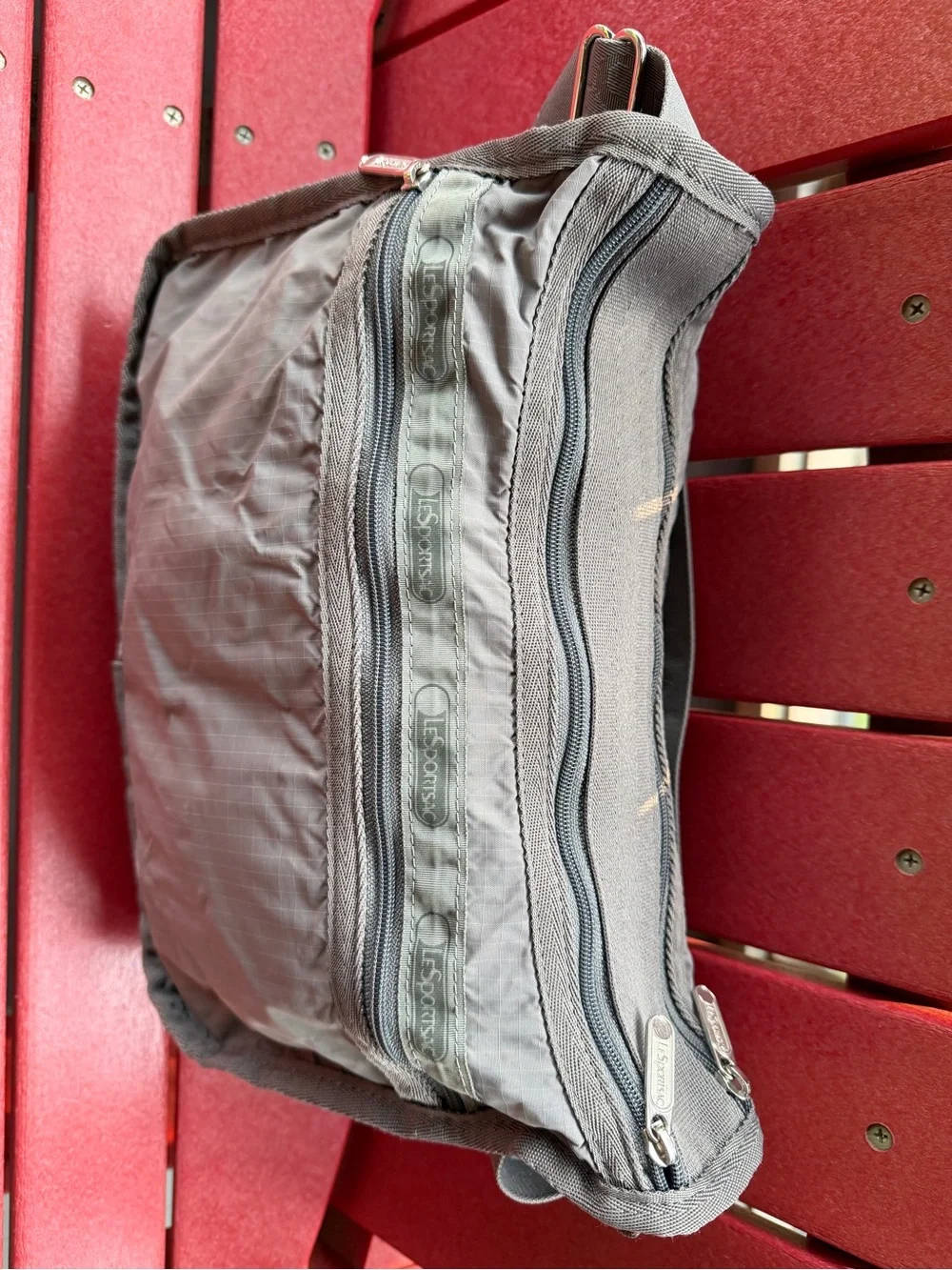 Lesportsac DELUXE EVERYDAY BAG Charcoal Gray with Branded Strap